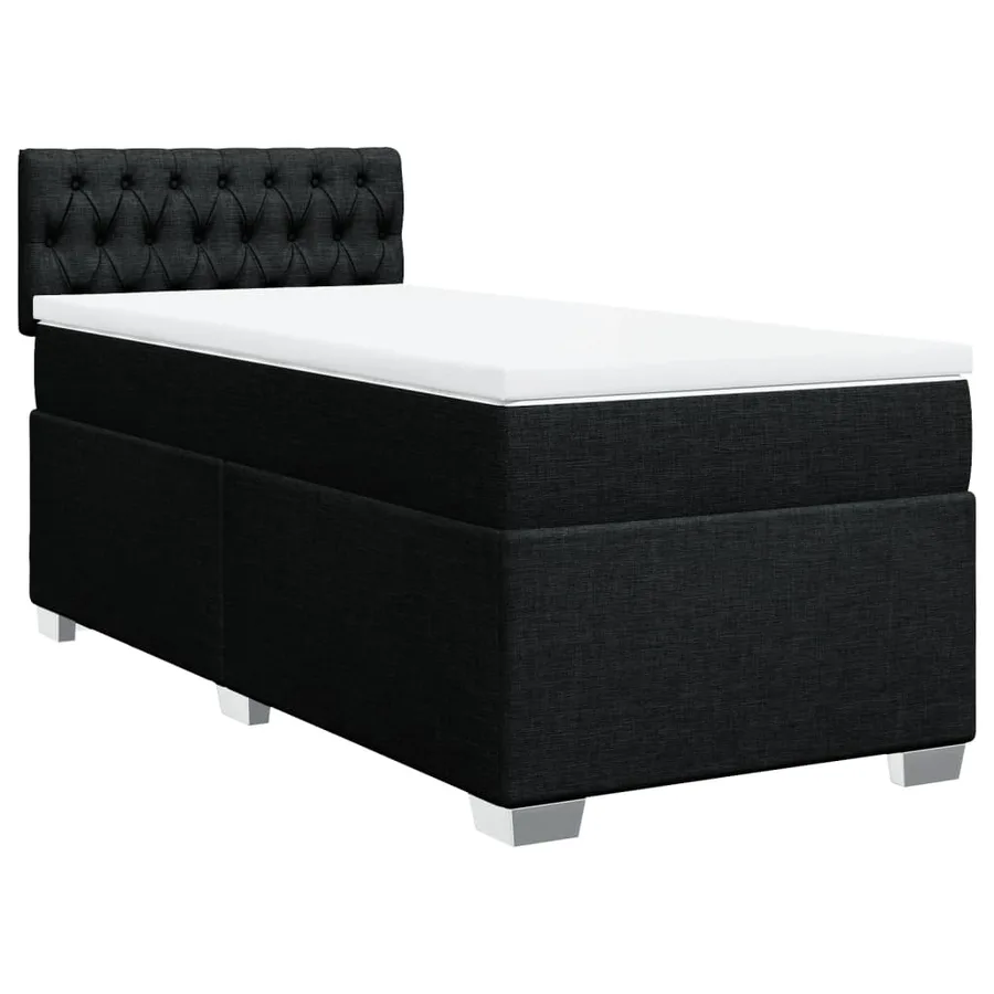 Sommier à lattes de lit avec matelas Noir 90x190 cm Tissu - 3
