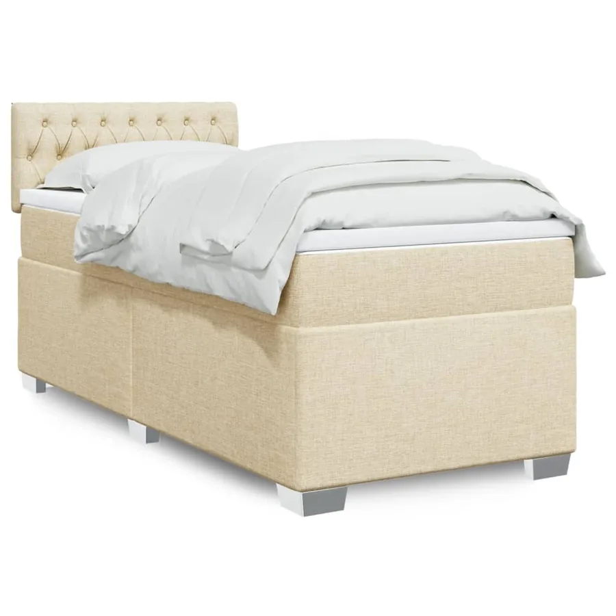 Sommier à lattes de lit avec matelas Crème 80x200 cm Tissu