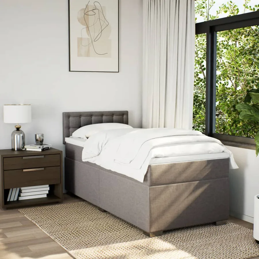 Sommier à lattes de lit avec matelas Taupe 80x200 cm Tissu - 3
