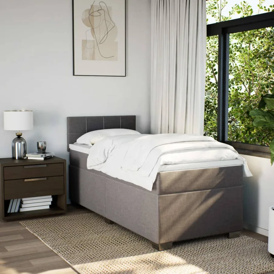 Sommier à lattes de lit avec matelas Taupe 80x200 cm Tissu - 4