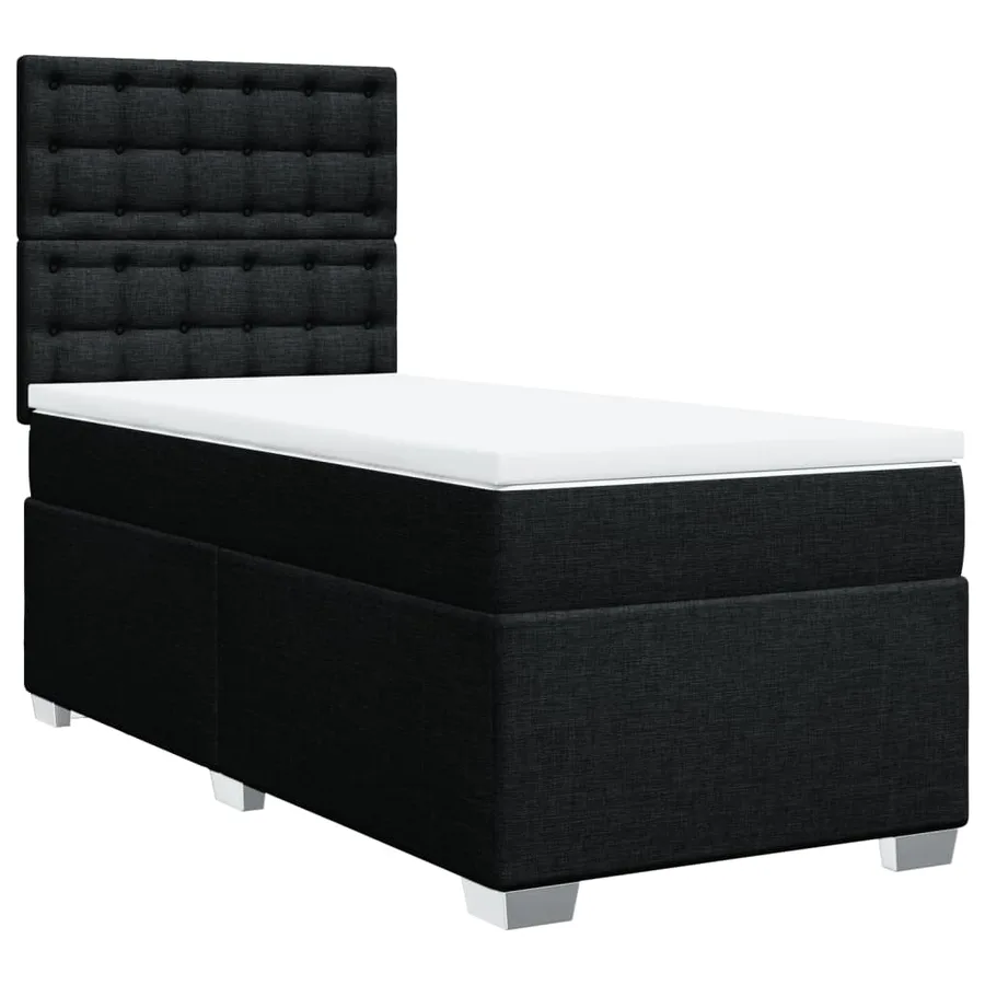 Sommier à lattes de lit avec matelas Noir 100x200 cm Tissu - 2