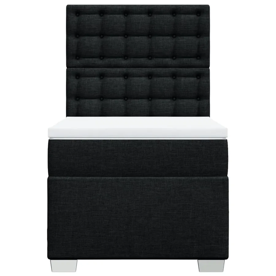 Sommier à lattes de lit avec matelas Noir 100x200 cm Tissu - 4
