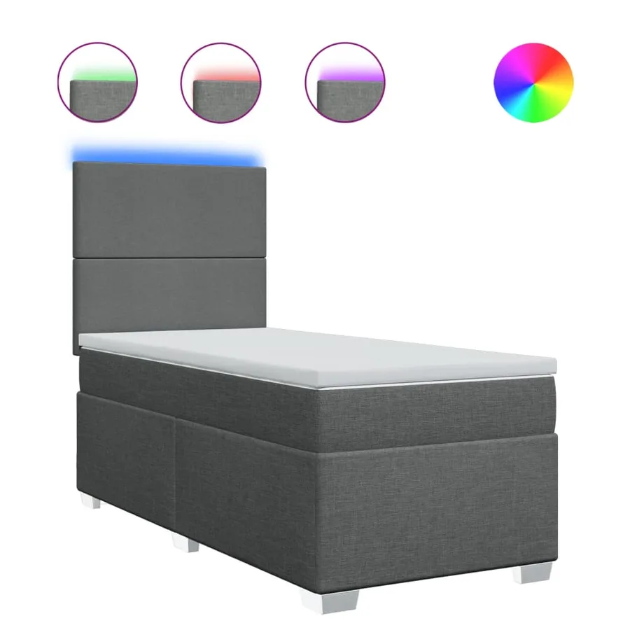 Sommier à lattes de lit avec matelas Gris foncé 100x200cm Tissu - 2