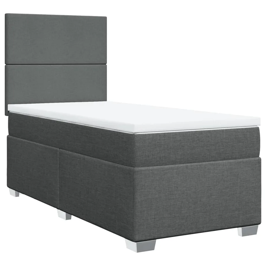 Sommier à lattes de lit avec matelas Gris foncé 100x200cm Tissu - 3