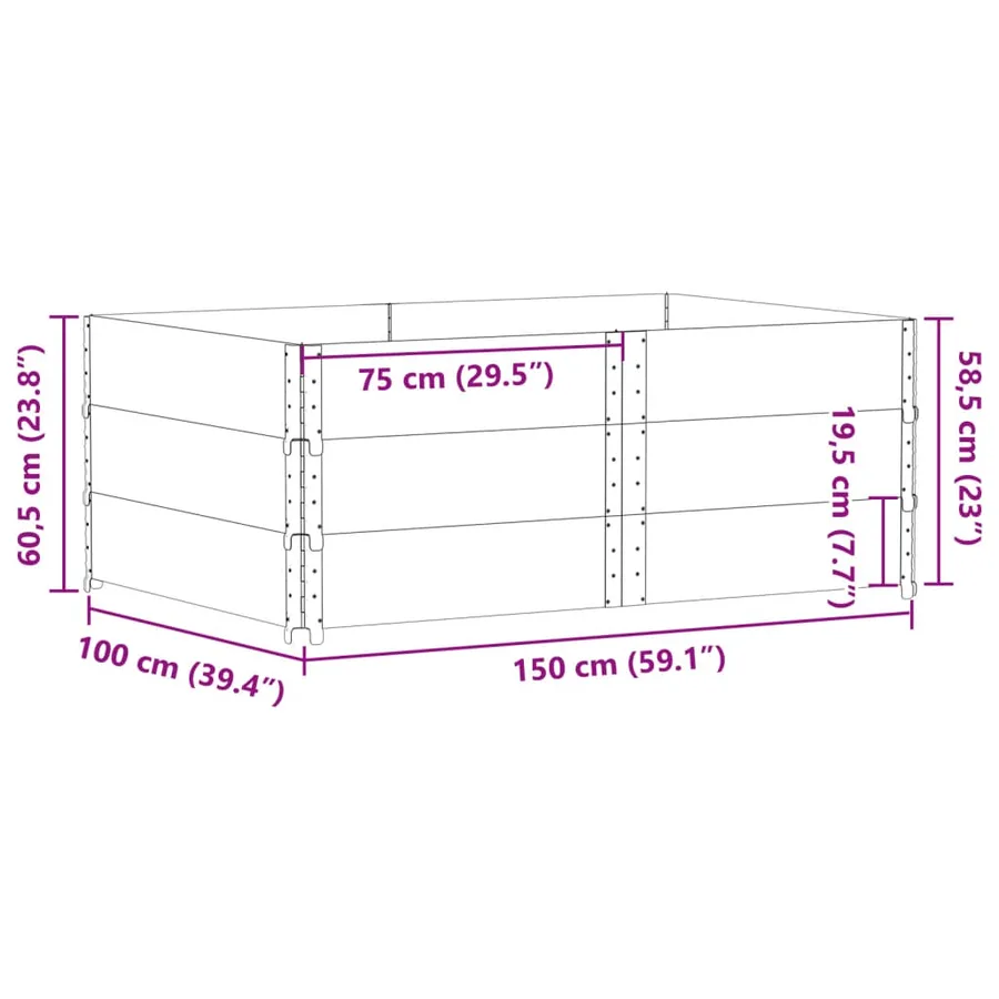 Jardinière marron 150x100 cm bois massif de pin - 8