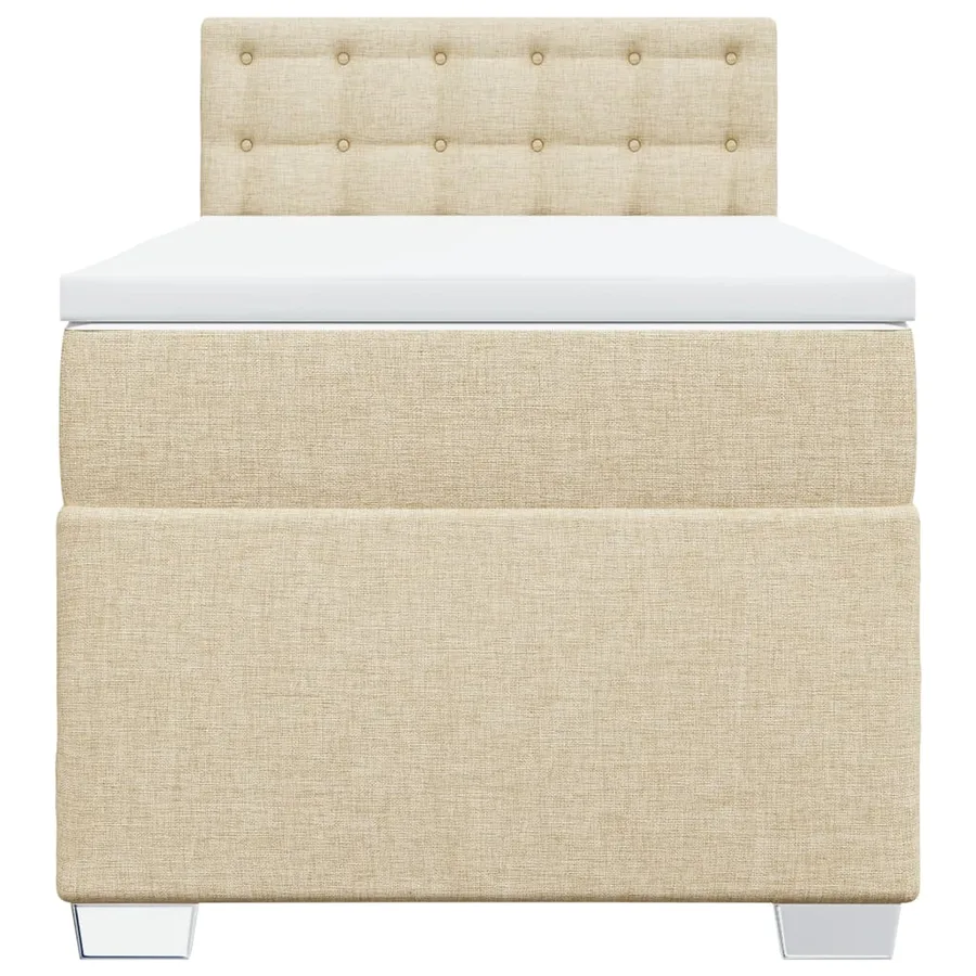 Sommier à lattes de lit avec matelas Crème 90x200 cm Tissu - 6