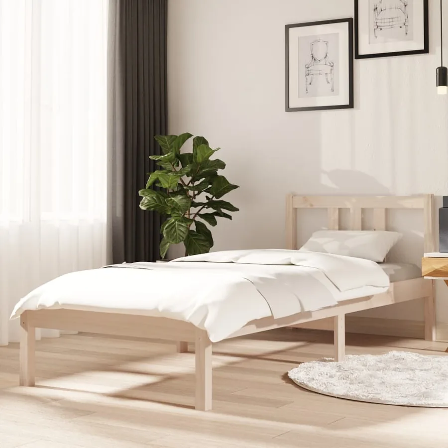 Cadre de lit sans matelas bois massif 75x190 cm
