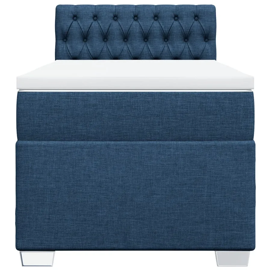 Sommier à lattes de lit avec matelas Bleu 90x200 cm Tissu - 4