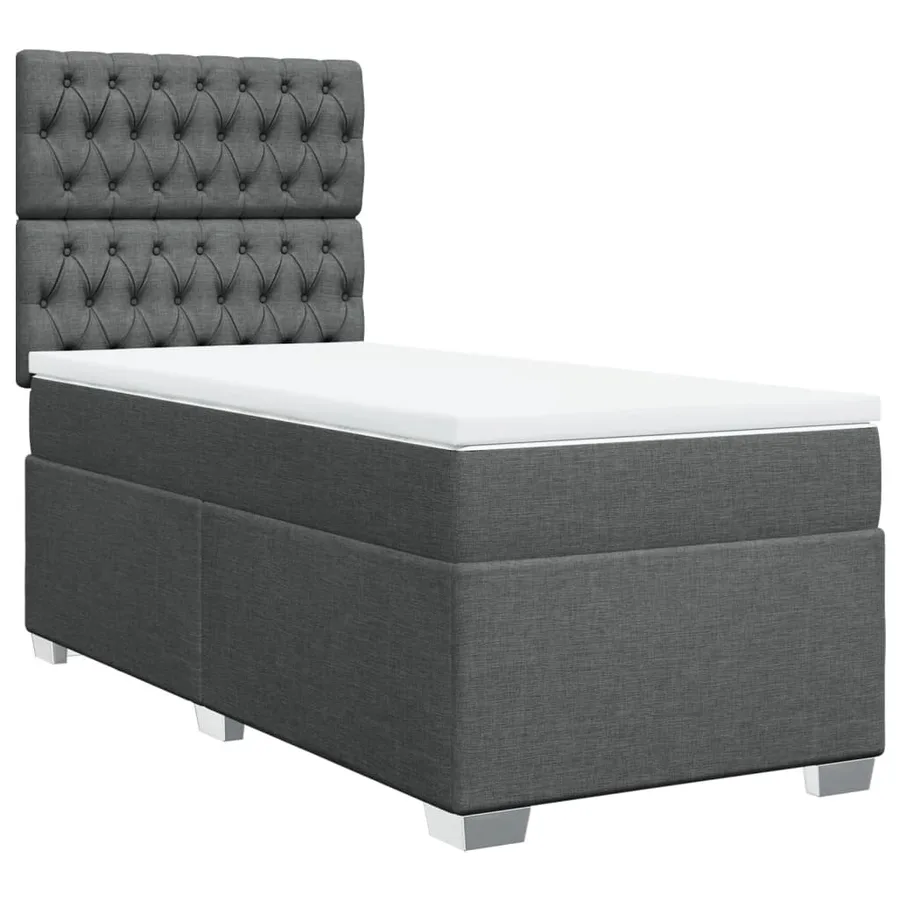 Sommier à lattes de lit avec matelas Gris foncé 90x200 cm Tissu - 3