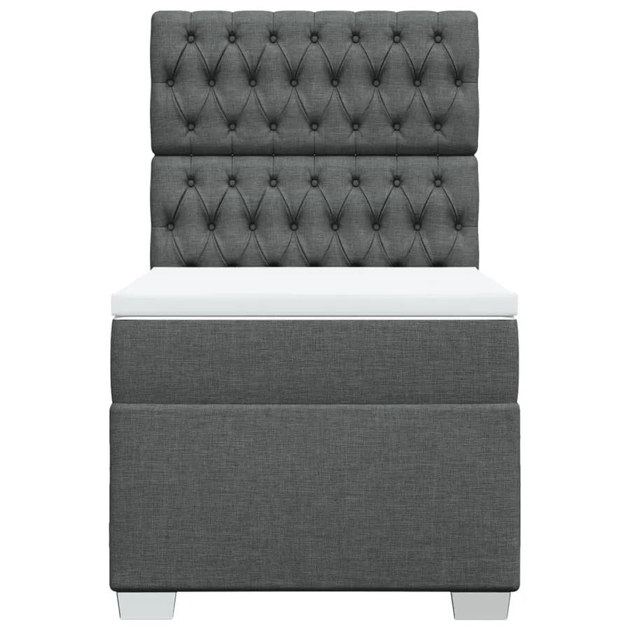 Sommier à lattes de lit avec matelas Gris foncé 90x200 cm Tissu - 6