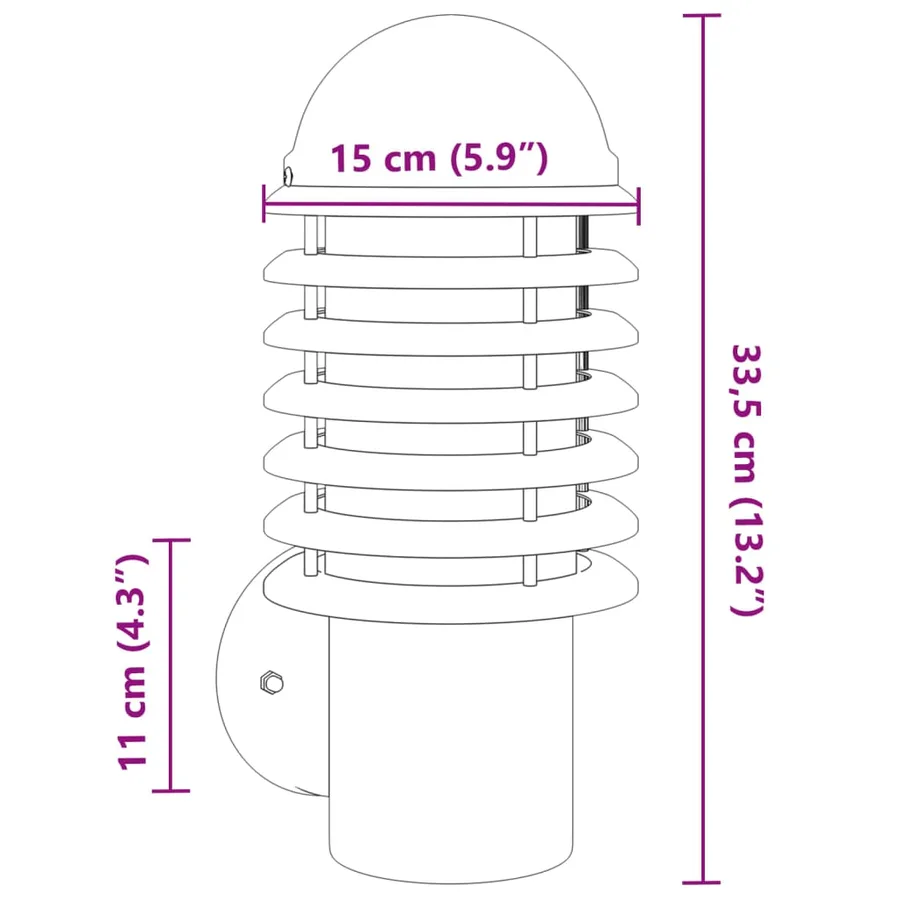 Appliques murales d'extérieur 2pcs argenté acier inoxydable - 7