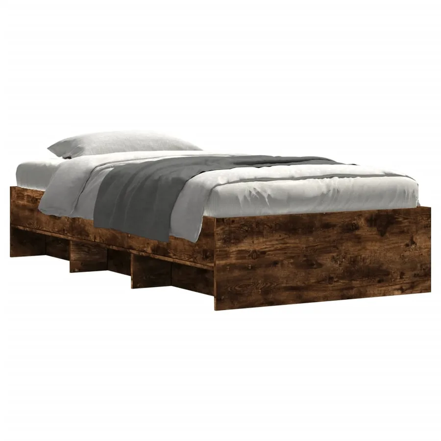 Cadre de lit sans matelas chêne fumé 90x190cm bois d'ingénierie - 3
