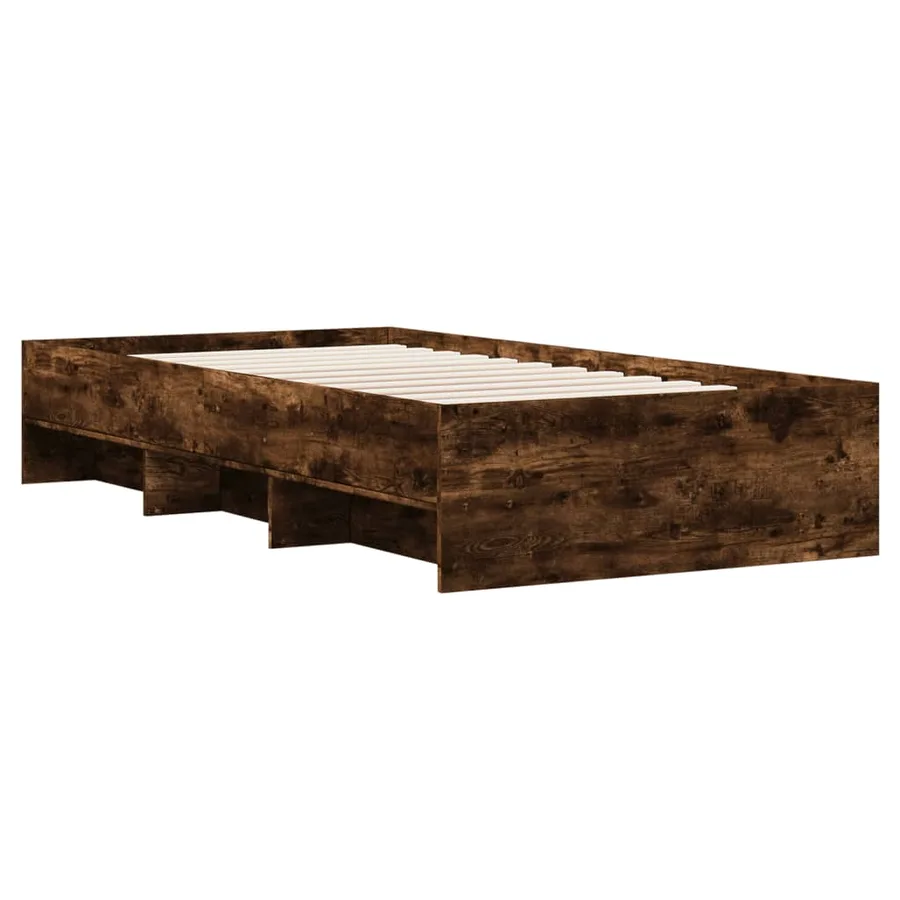 Cadre de lit sans matelas chêne fumé 90x190cm bois d'ingénierie - 4