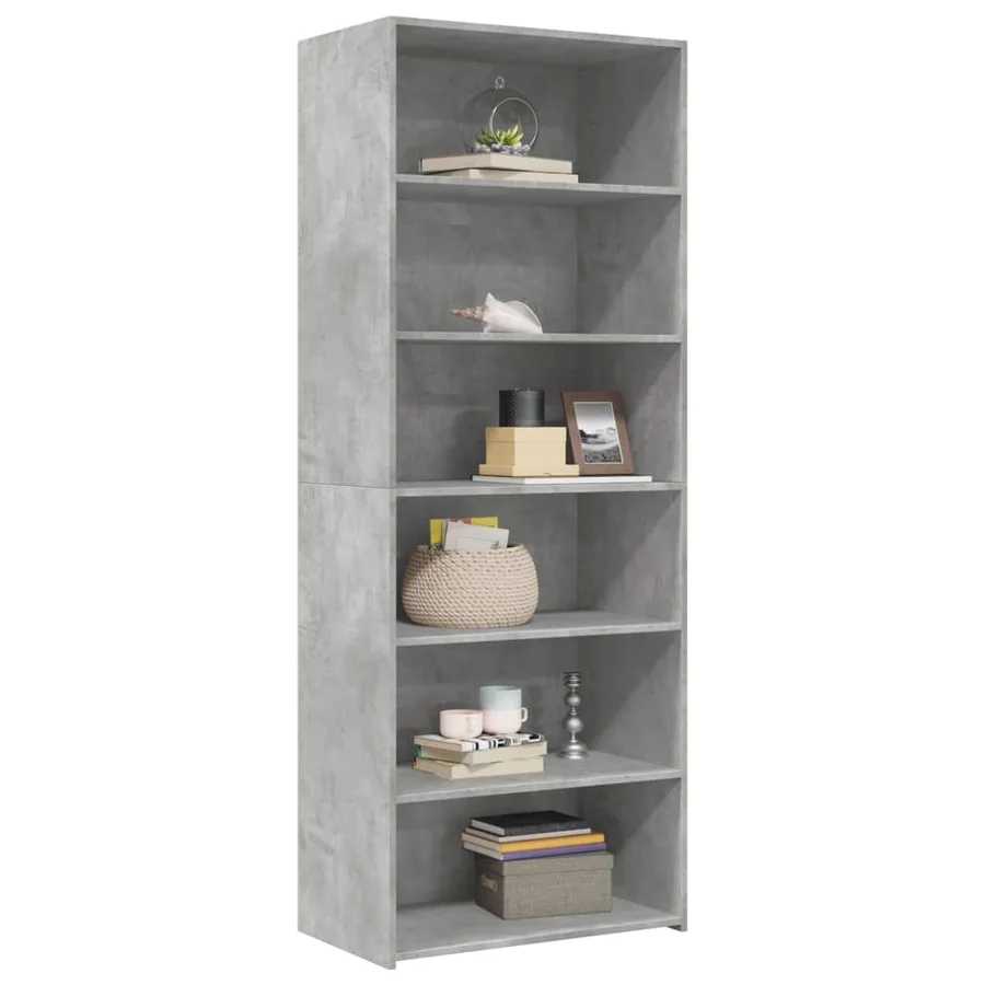 Buffet haut gris béton 70x41x185 cm bois d'ingénierie - 3