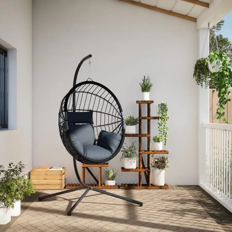 Chaise suspendue en forme d'œuf avec support anthracite - 3