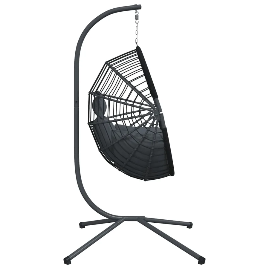 Chaise suspendue en forme d'œuf avec support anthracite - 5