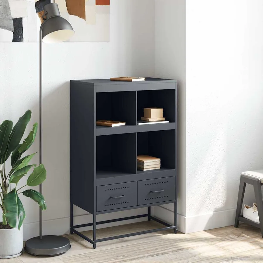 Buffet haut anthracite 68x39x111,5 cm acier - 3
