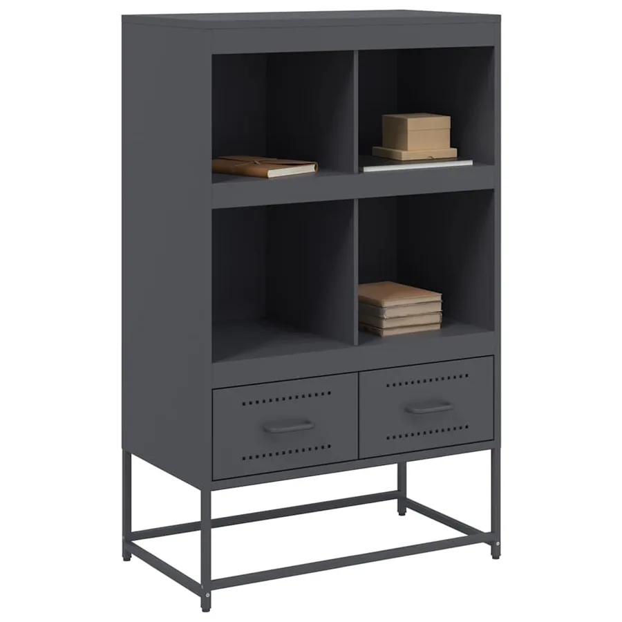 Buffet haut anthracite 68x39x111,5 cm acier - 7