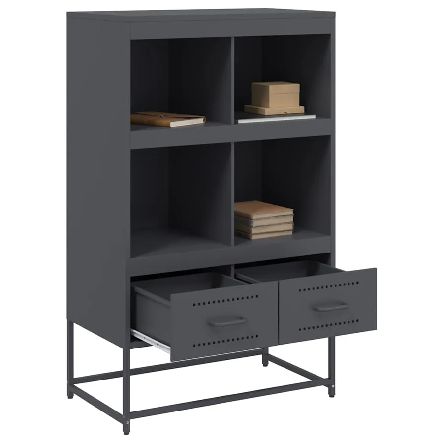 Buffet haut anthracite 68x39x111,5 cm acier - 9