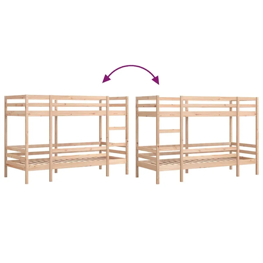Lit superposé sans matelas 90x200 cm bois de pin massif - 8