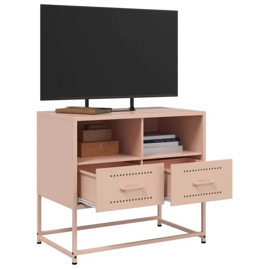 Meuble TV rose 68x39x60,5 cm acier - 4