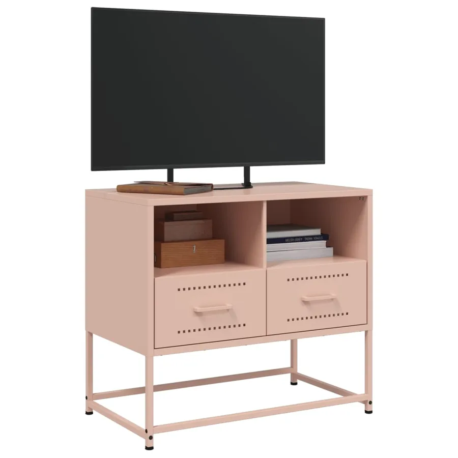Meuble TV rose 68x39x60,5 cm acier - 5