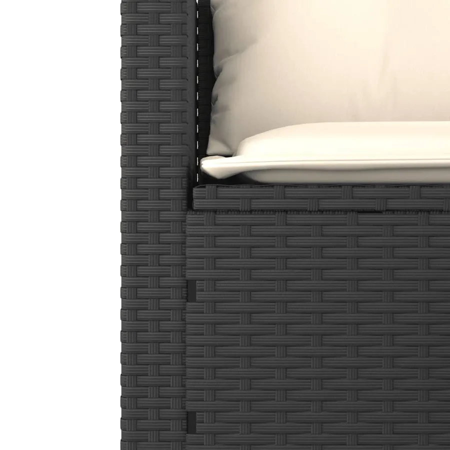 Salon de jardin 3 pcs avec coussins noir résine tressée - 10