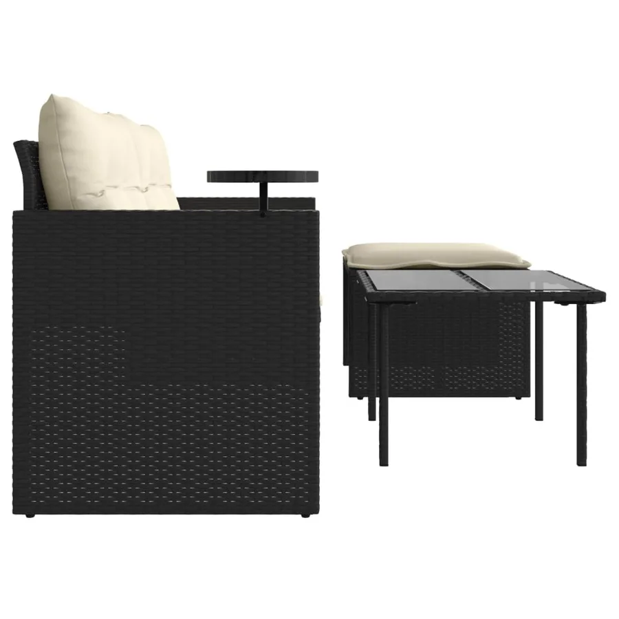 Salon de jardin 3 pcs avec coussins noir résine tressée - 6