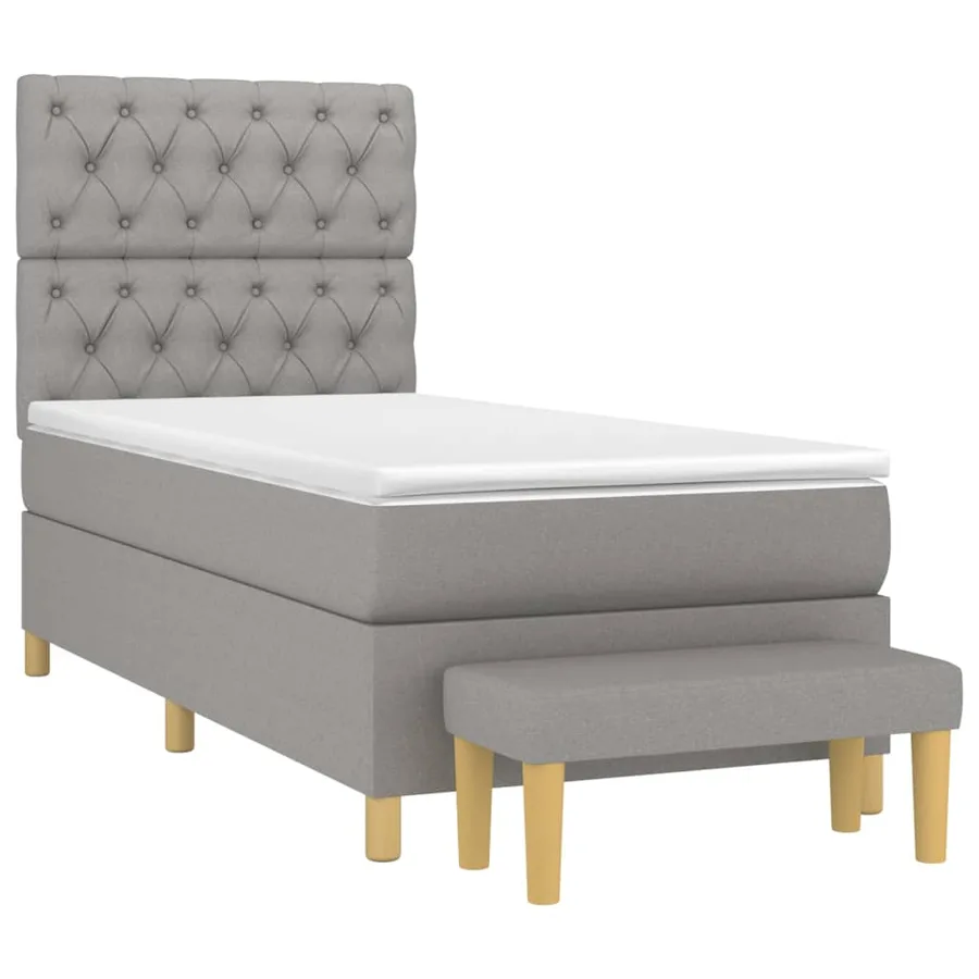Sommier à lattes de lit avec matelas Gris clair 80x200 cm Tissu - 3