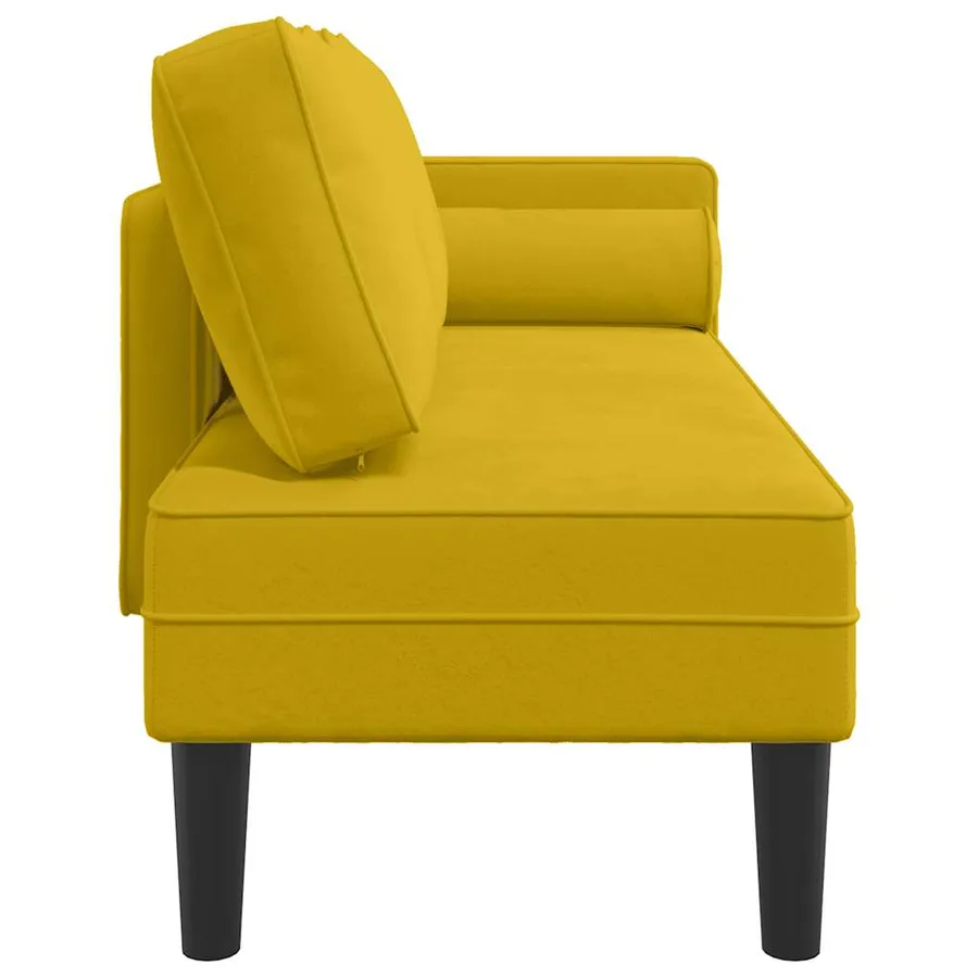 Chaise longue avec coussins jaune velours - 4