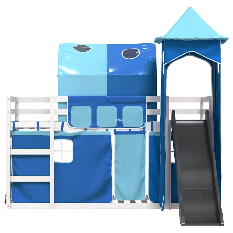 Lit superposé sans matelas avec toboggan et rideaux 80x200 cm - 7