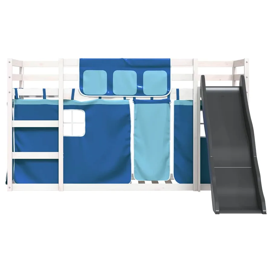 Lit superposé sans matelas avec toboggan et rideaux 80x200 cm - 7