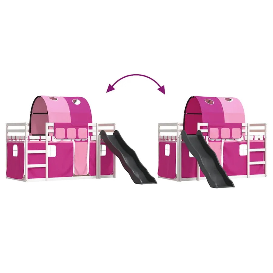 Lit superposé sans matelas avec toboggan et rideaux 80x200 cm - 11