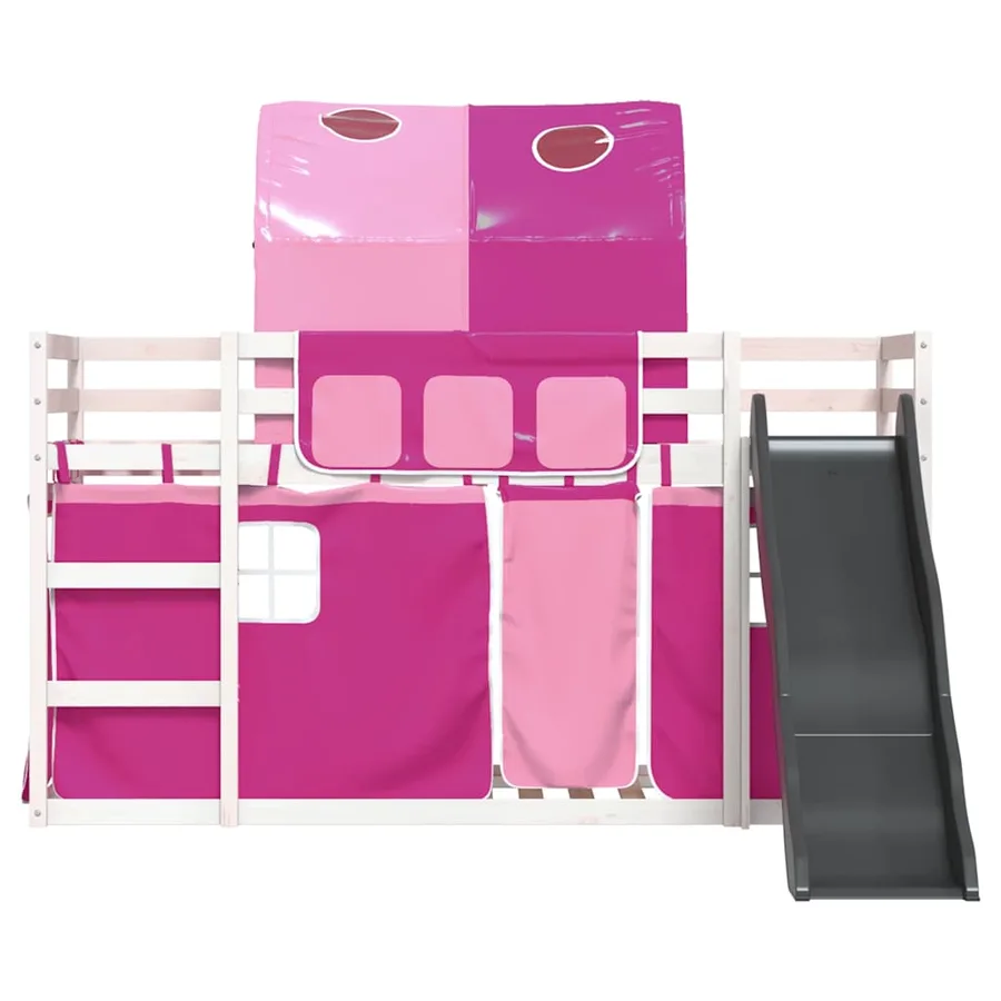 Lit superposé sans matelas avec toboggan et rideaux 80x200 cm - 7