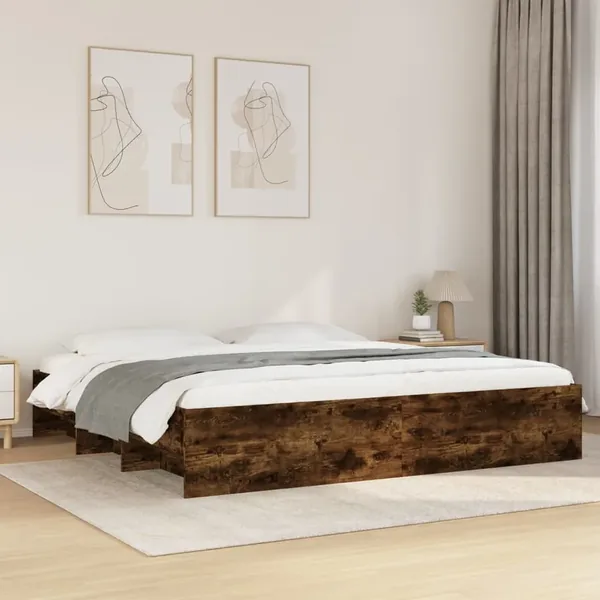 Cadre de lit sans matelas chêne fumé 180x200 cm