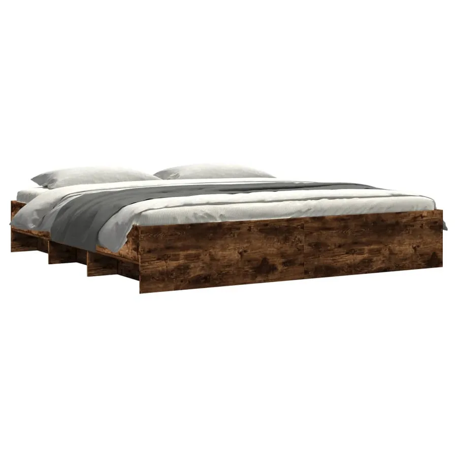 Cadre de lit sans matelas chêne fumé 180x200 cm - 3