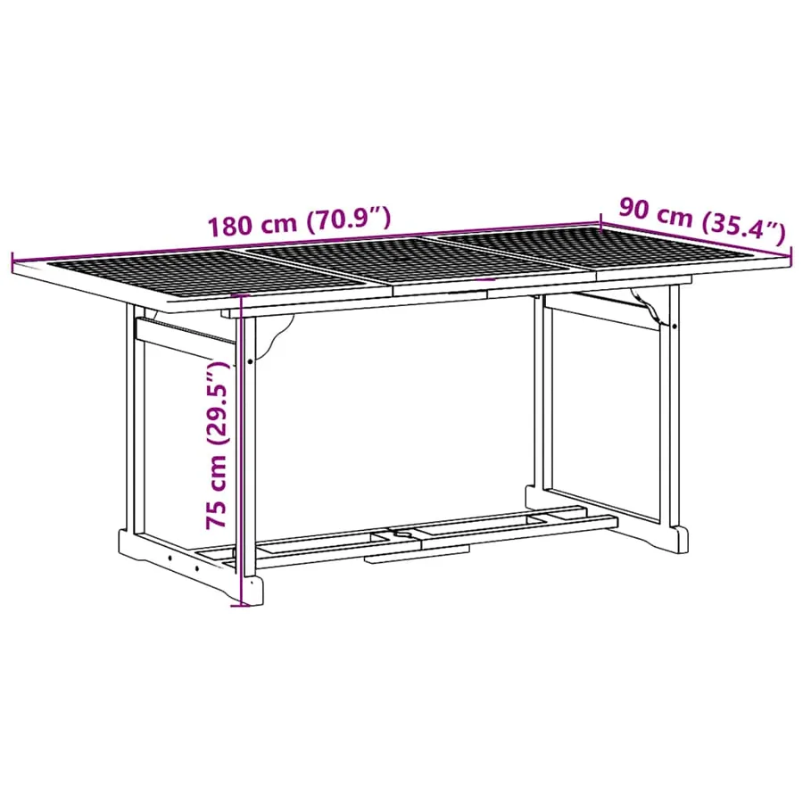 Ensemble à manger de jardin 7 pcs bois massif d'acacia - 10