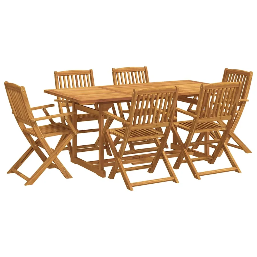 Ensemble à manger de jardin 7 pcs bois massif d'acacia - 2