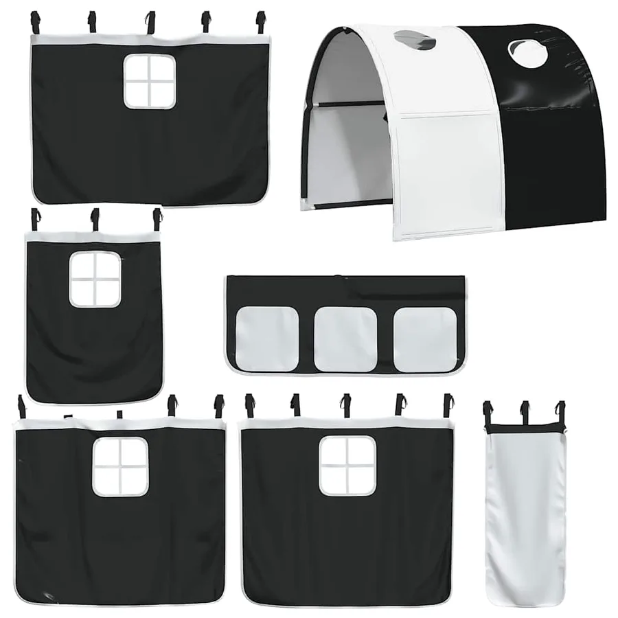 Lit superposé sans matelas avec toboggan blanc noir 90x190 cm - 6
