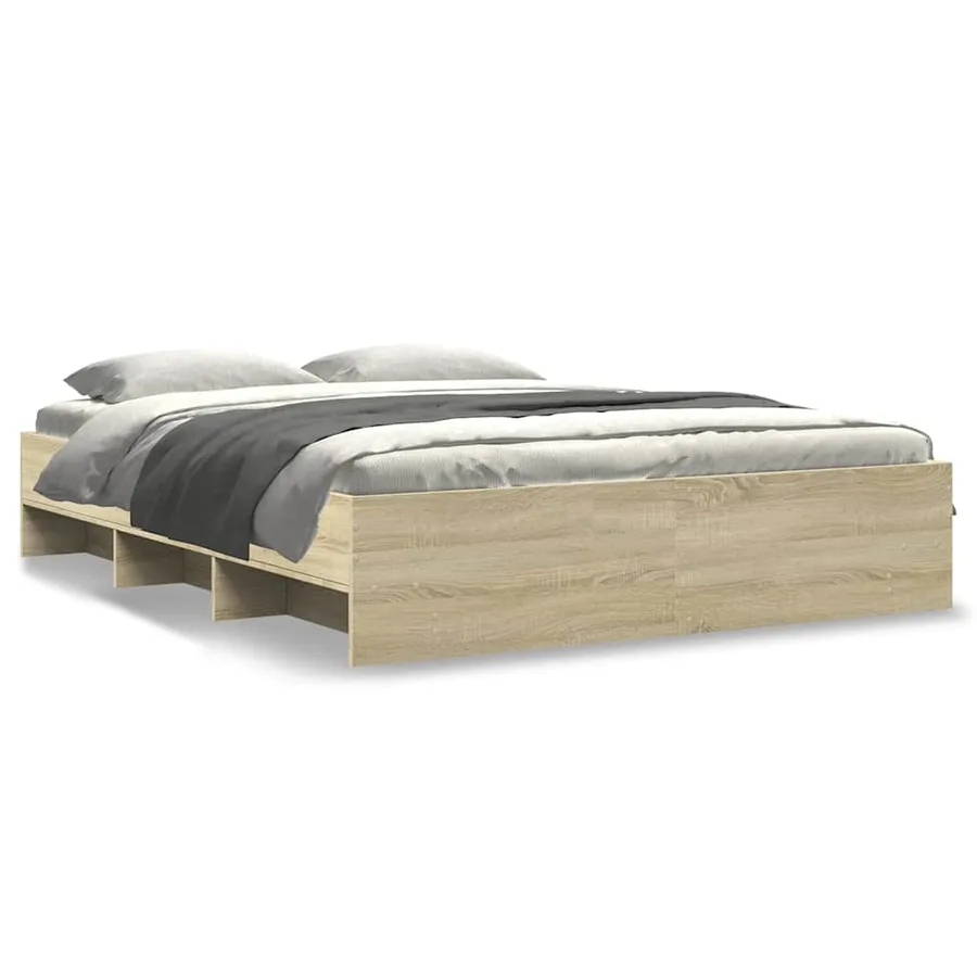 Cadre de lit sans matelas chêne sonoma 150x200 cm - 2