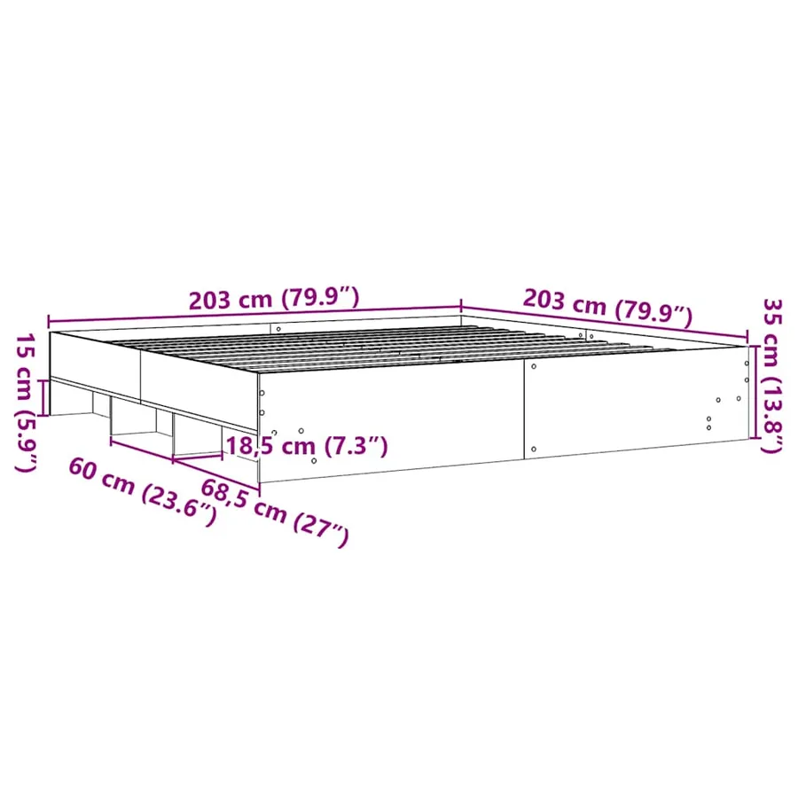Cadre de lit sans matelas chêne fumé 200x200 cm bois ingénierie - 10