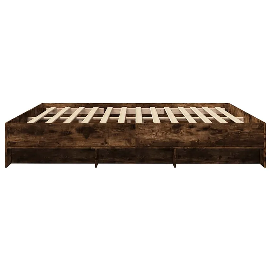 Cadre de lit sans matelas chêne fumé 200x200 cm bois ingénierie - 6