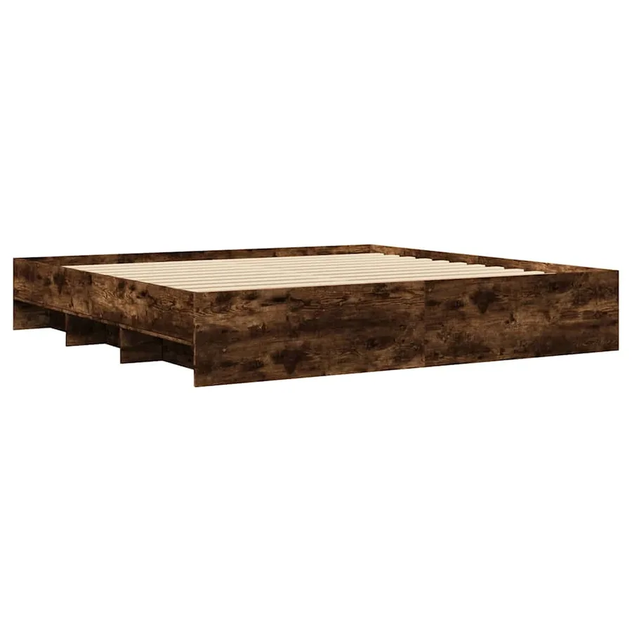 Cadre de lit sans matelas chêne fumé 200x200 cm bois ingénierie - 7