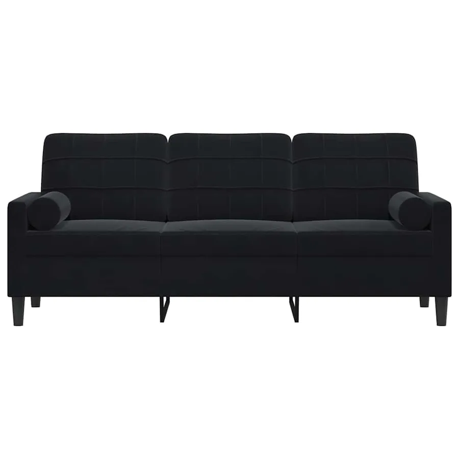 Canapé 3 places avec oreillers décoratifs noir 180 cm velours - 3