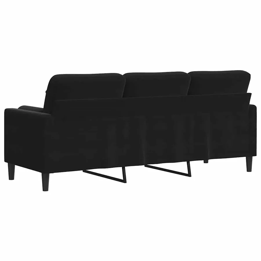 Canapé 3 places avec oreillers décoratifs noir 180 cm velours - 5