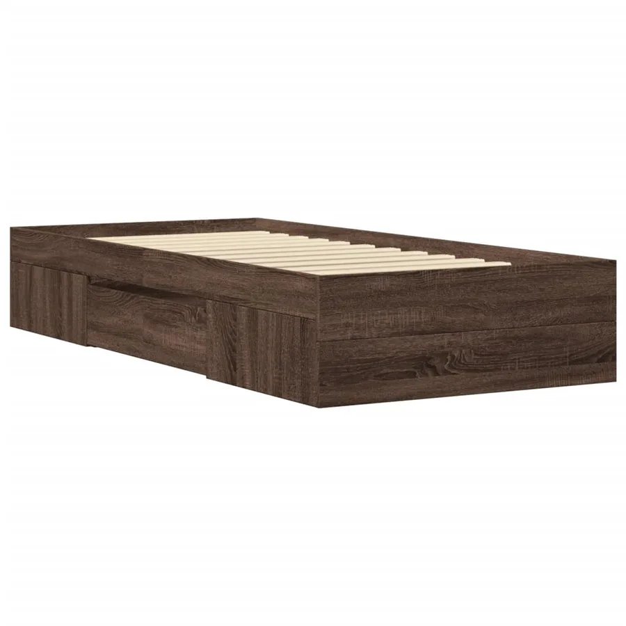 Cadre de lit sans matelas chêne marron 90x190cm bois ingénierie - 7