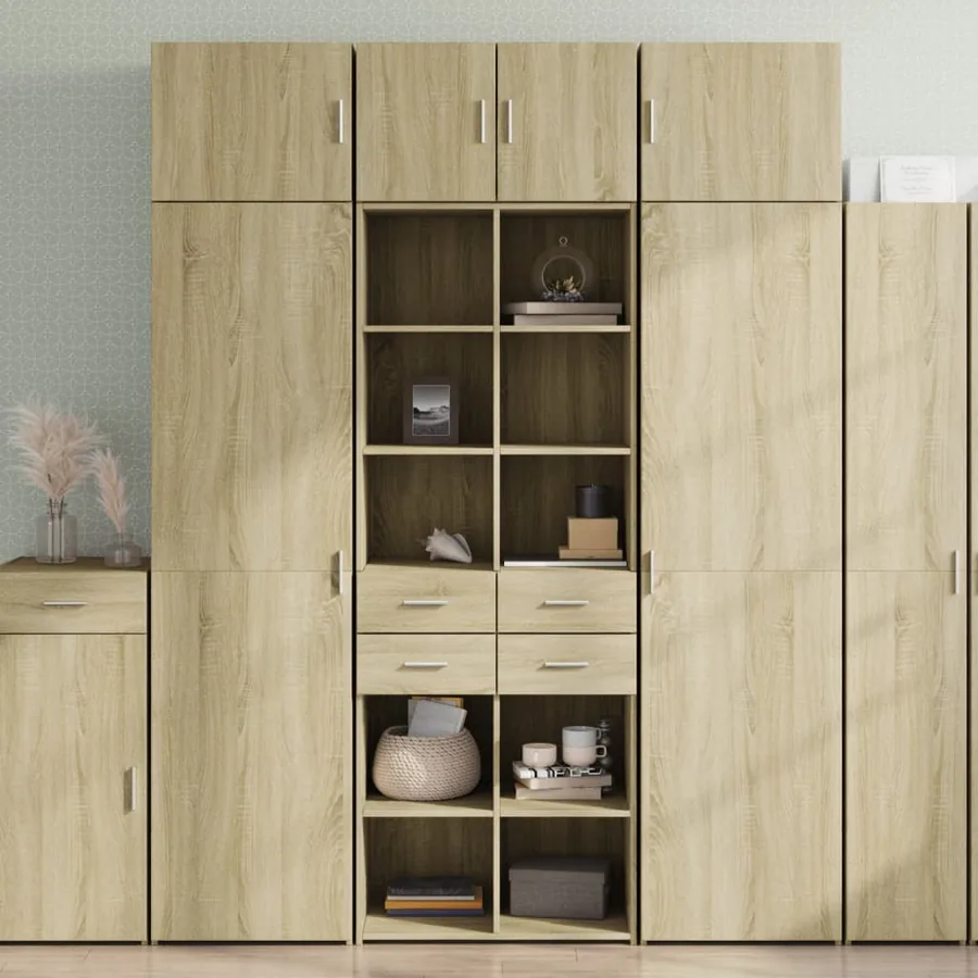 Buffet haut chêne sonoma 70x42,5x185 cm bois d'ingénierie