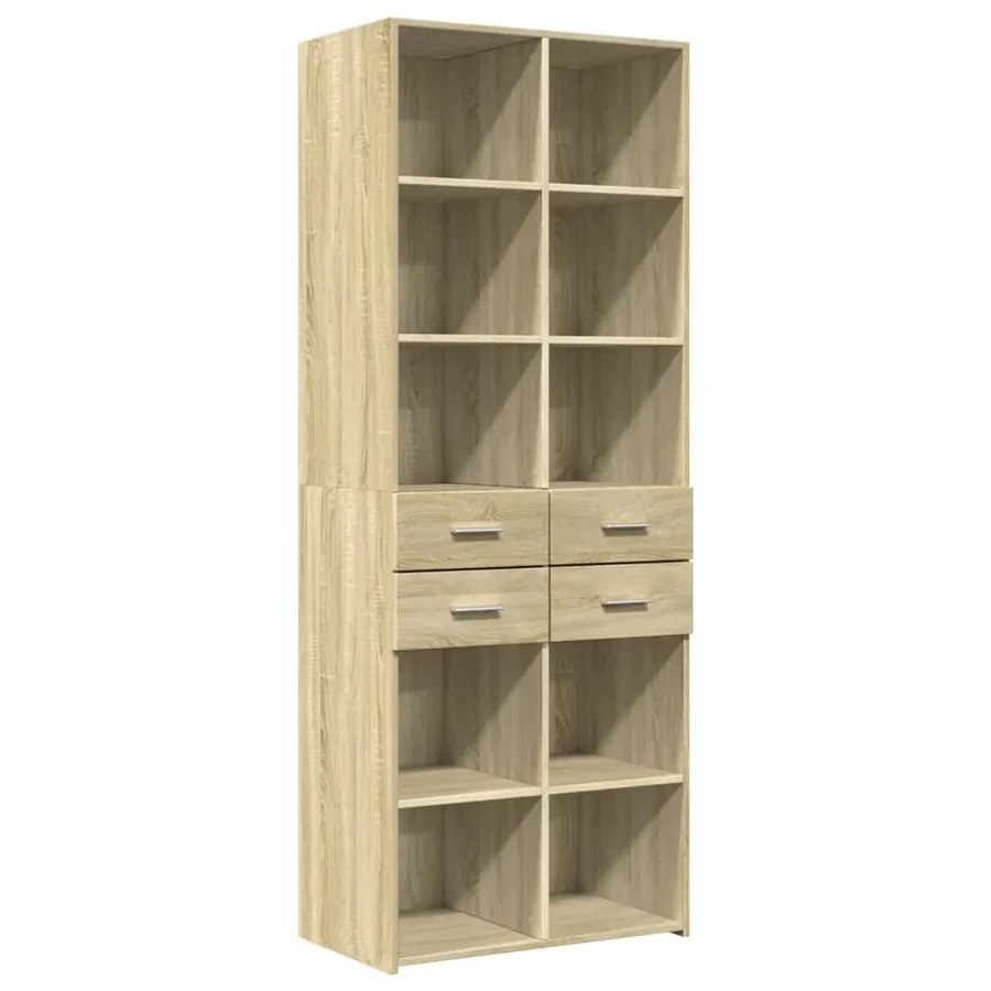 Buffet haut chêne sonoma 70x42,5x185 cm bois d'ingénierie - 2