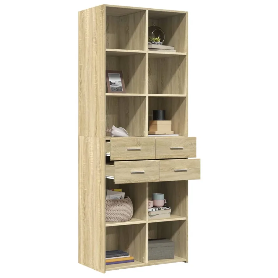 Buffet haut chêne sonoma 70x42,5x185 cm bois d'ingénierie - 3