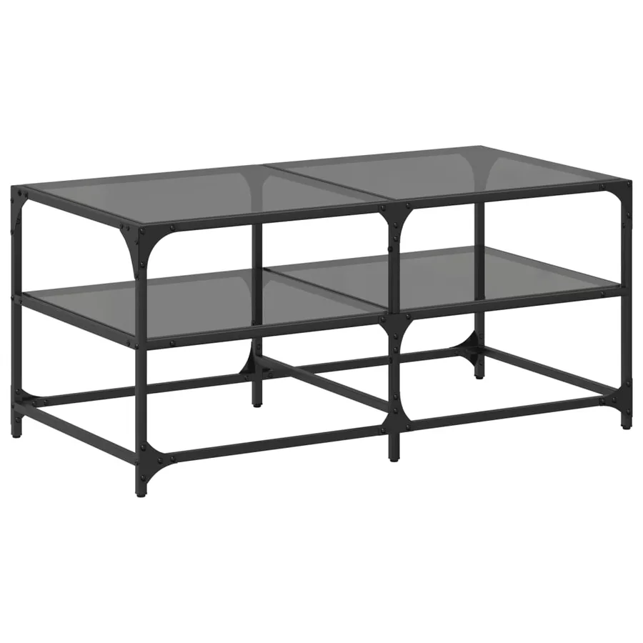 Table basse avec dessus en verre noir 98,5x50x45 cm acier - 2